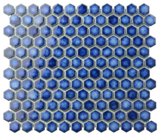 Hudson 1" Hex Sapphire Porcelain Floor and Wall Tile