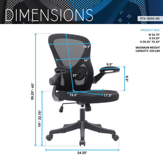Techni Mobili Black Mesh Office Chair