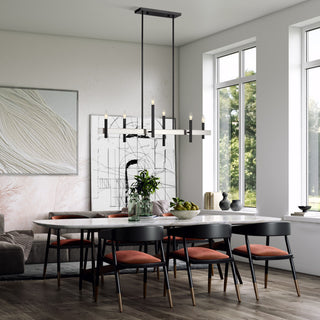 Denmark 6-Light Black Chrome Extra Large Linear Chandelier with Brushed Nickel