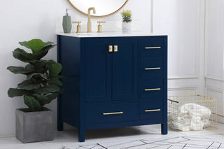 Iris 32" Single Bathroom Vanity, Blue With Backsplash