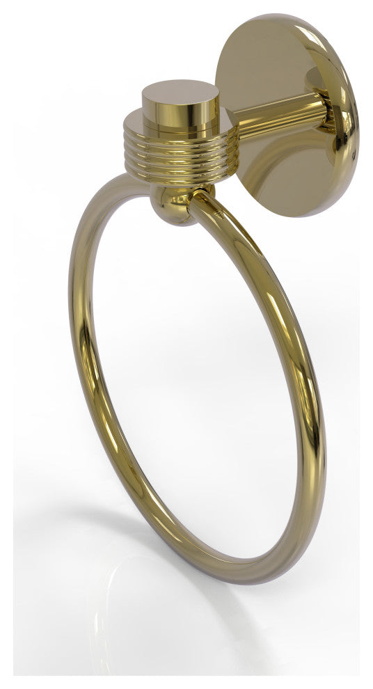 Satellite Orbit One Towel Ring With Groovy Accent, Unlacquered Brass