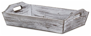 HomeRoots White Rustic Finish Wood Serving Tray With Handles