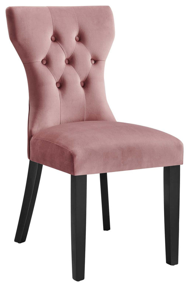 Silhouette Performance Velvet Dining Chairs, Set of 2, Dusty Rose