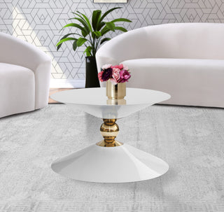 Malia Iron Coffee Table, White/Gold