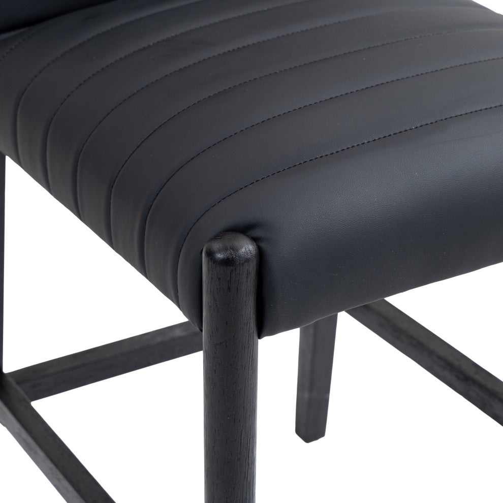 Aimee Upholstered Counter Stool, Black, Vegan Leather, Black Finish