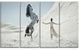 Huge Horse and Lady on Desert, Animal Canvas Wall Art, 48"x28", 4 Panels