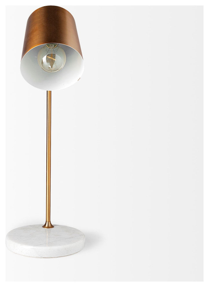 Gold Metallic Desk or Table Lamp With Marble Base