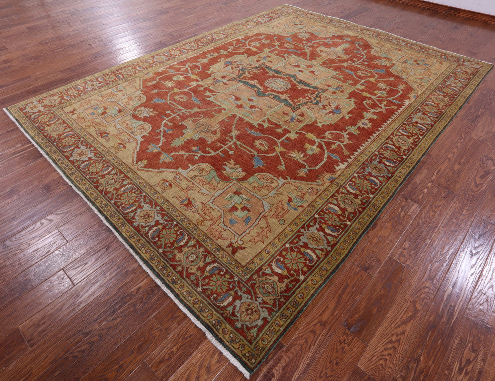8' 10" X 11' 11" Persian Fine Serapi Handmade Wool Rug - Q16022