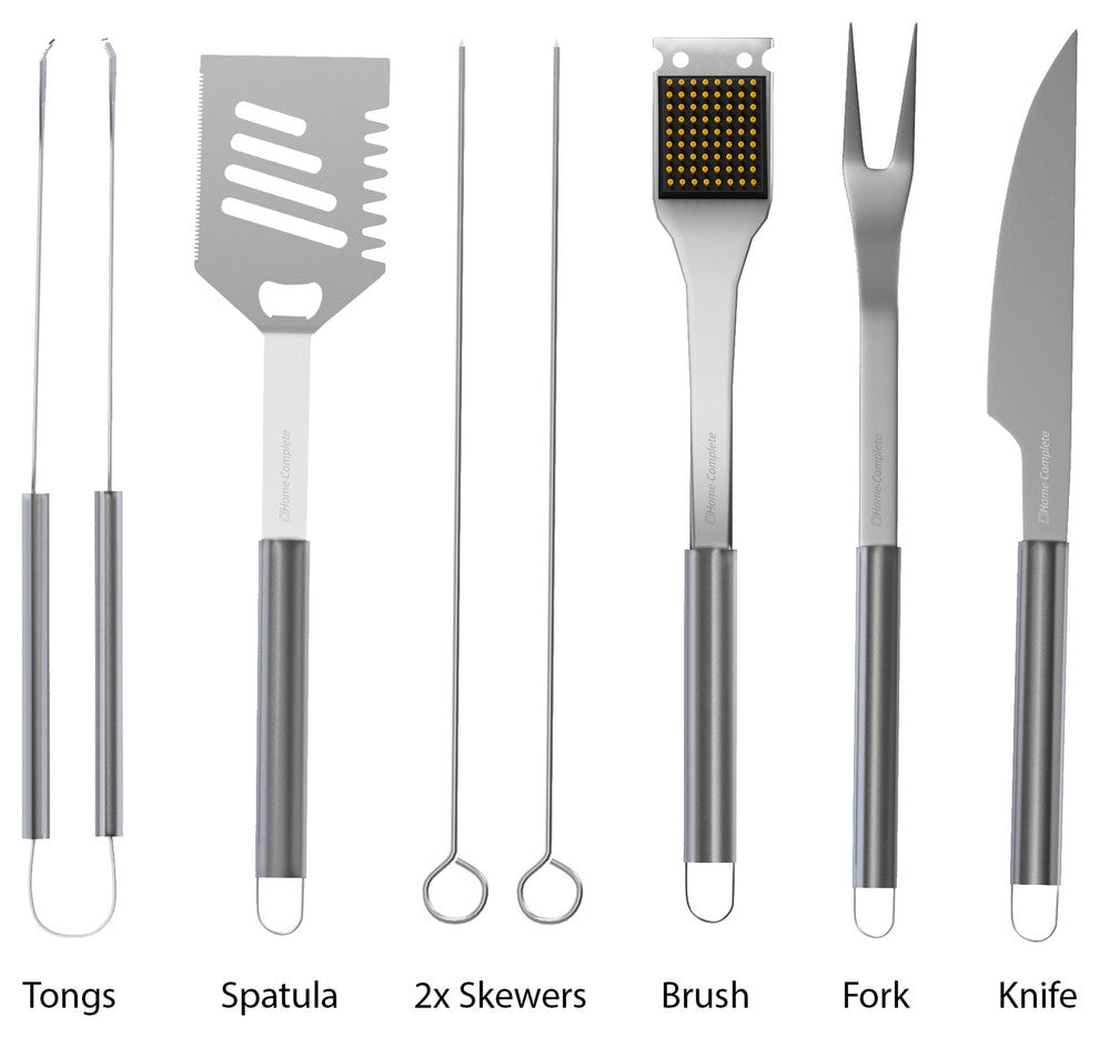 BBQ Grill Tool Set With 6 Utensils and Aluminum Carrying Case By Home-Complete