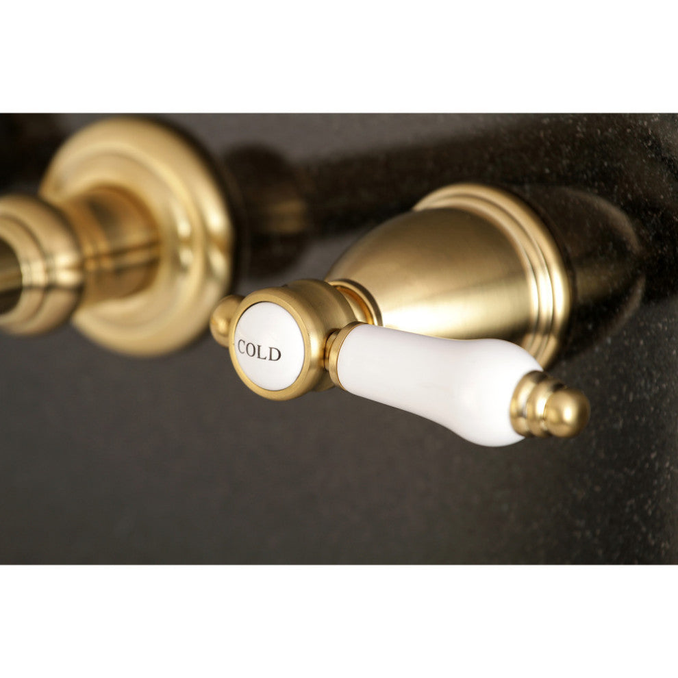 KS7027BPL Two-Handle Wall Mount Tub Faucet, Brushed Brass