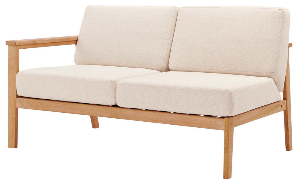 Lounge Sectional Sofa Chair Set, Wood, Brown Natural Taupe Gray, Modern, Outdoor