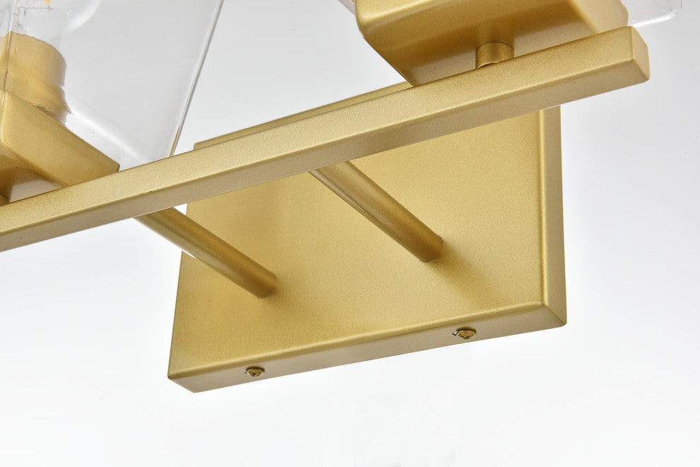 4 Light Brass And Clear Bath Sconce