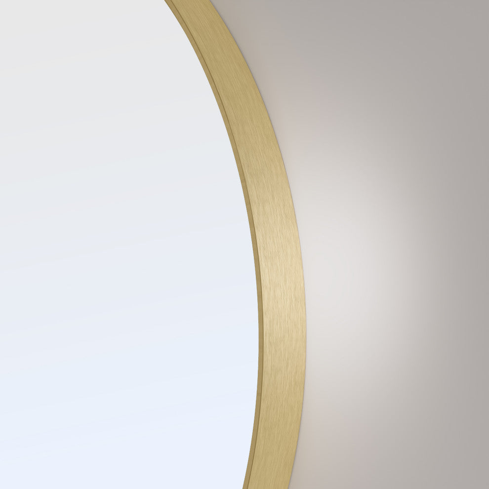 24" Round Anodized Aluminum Wall Vanity Mirror, Brushed Gold
