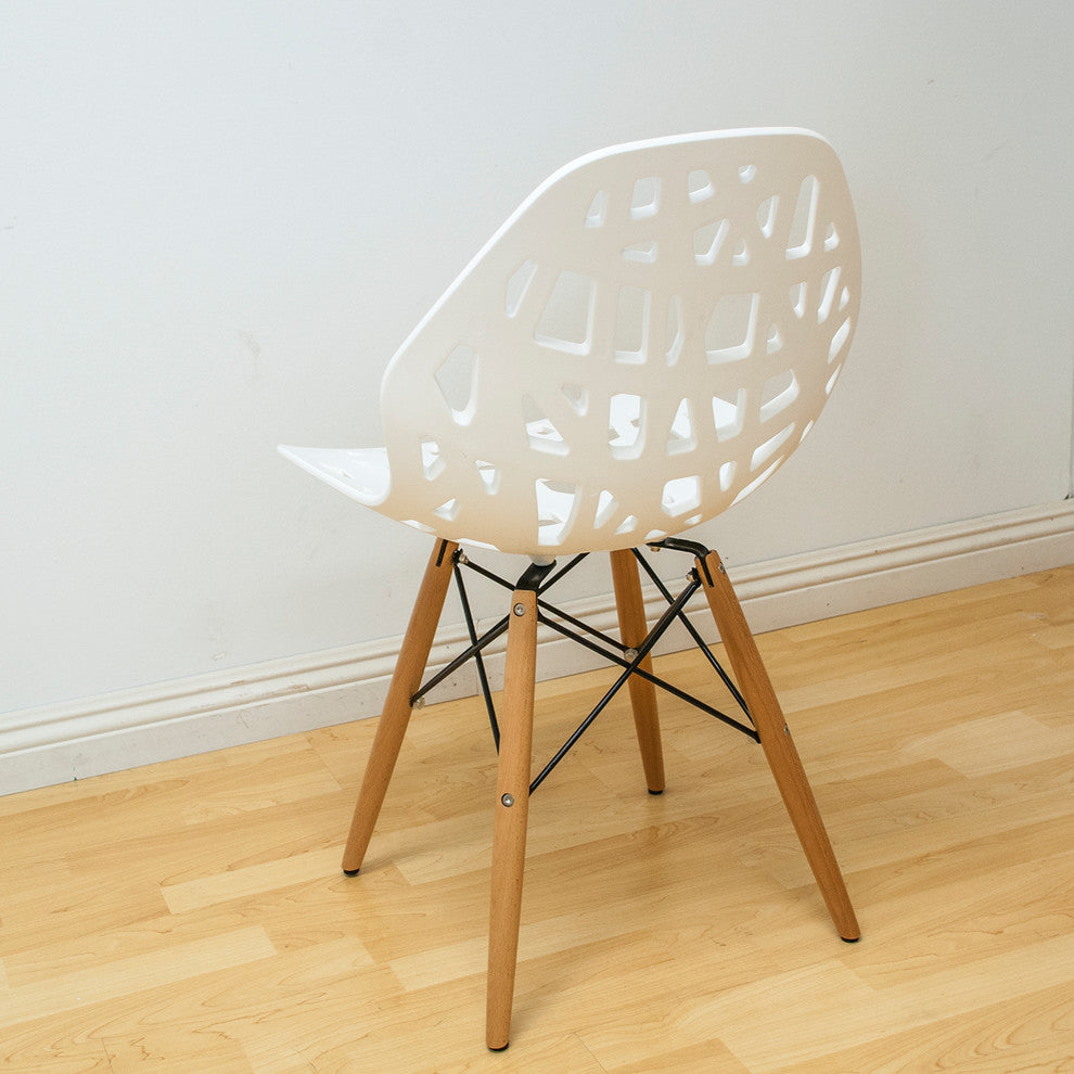 Mod Made Stencil Cut Out Eiffel Dining Side Chair, Set of 2, White