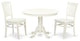3 Pc Set With A Round Table And 2 Wood Dinette Chairs, Linen White