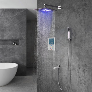 10" Wall Mount digital thermostatic shower Temperature display LED Shower Set