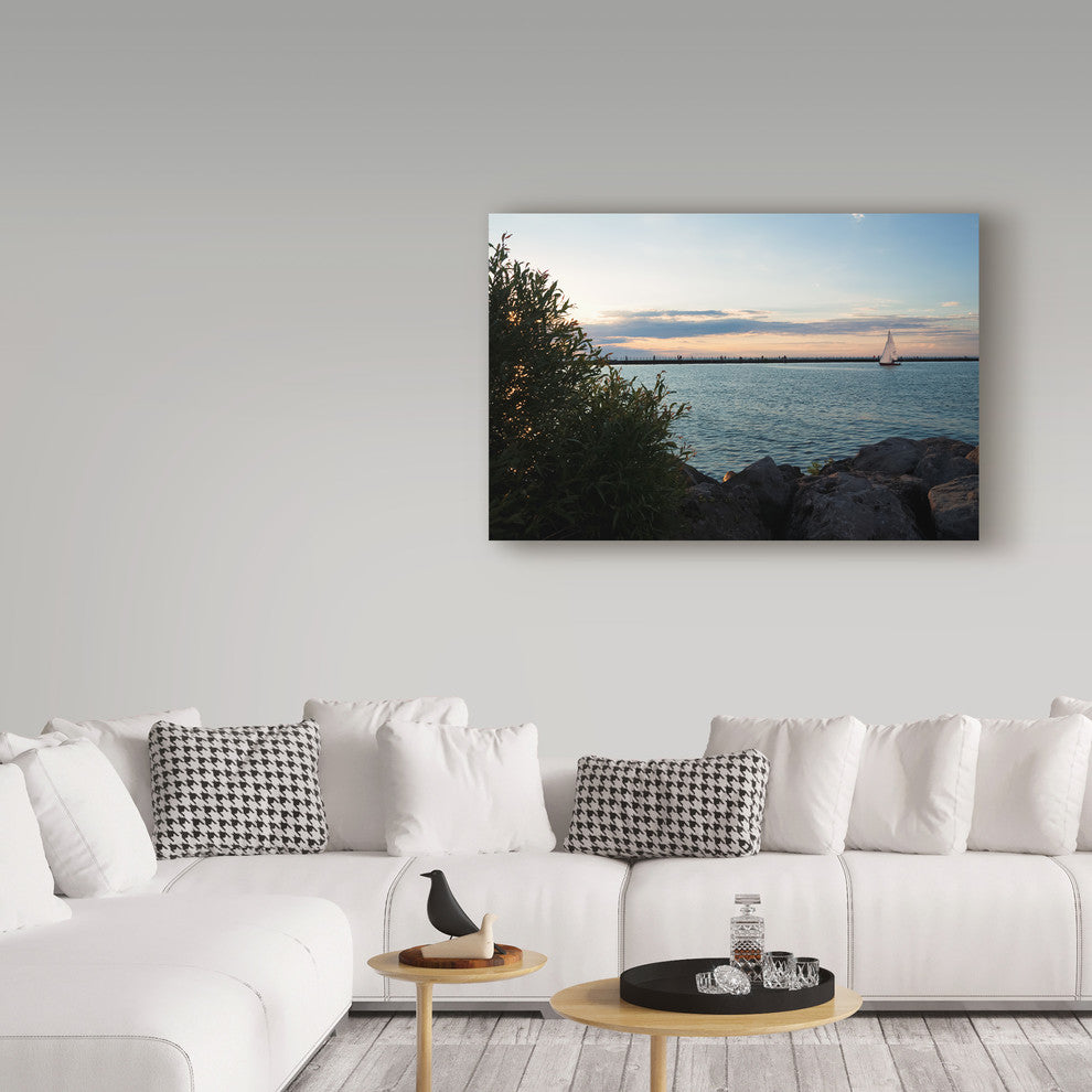 "Sailboat And Pier At Dusk" by Anthony Paladino, Canvas Art