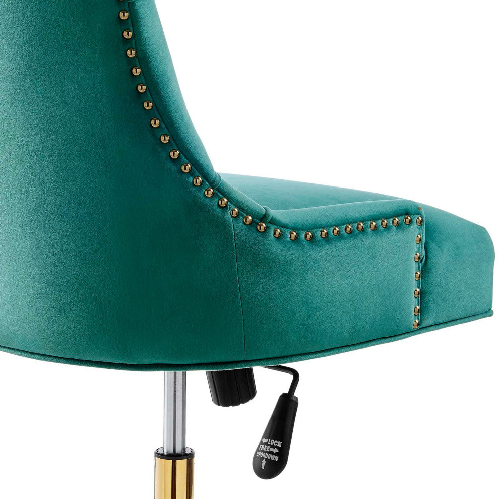 Regent Tufted Performance Velvet Office Chair Gold Teal -4571