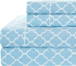 Percale Meridian 100% Cotton Sheet Set, Blue and White, California King