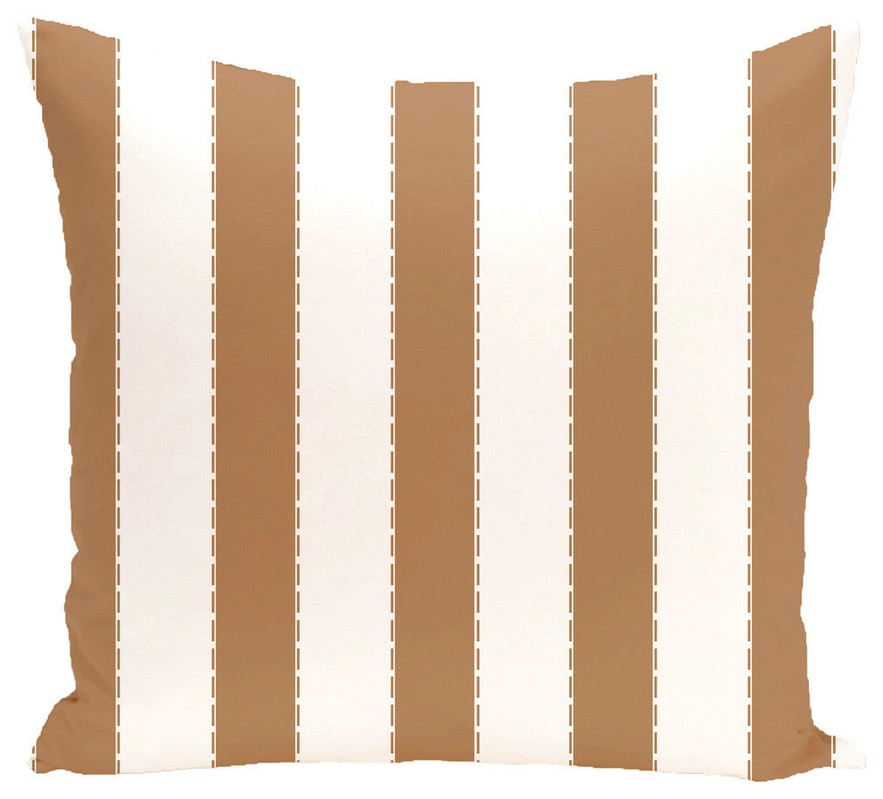 Stitch In Time Stripes Print Pillow, Caramel, 18"x18"