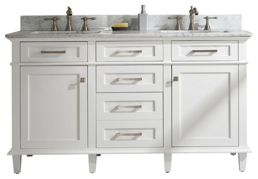 60" Double Sink Vanity Cabinet, White