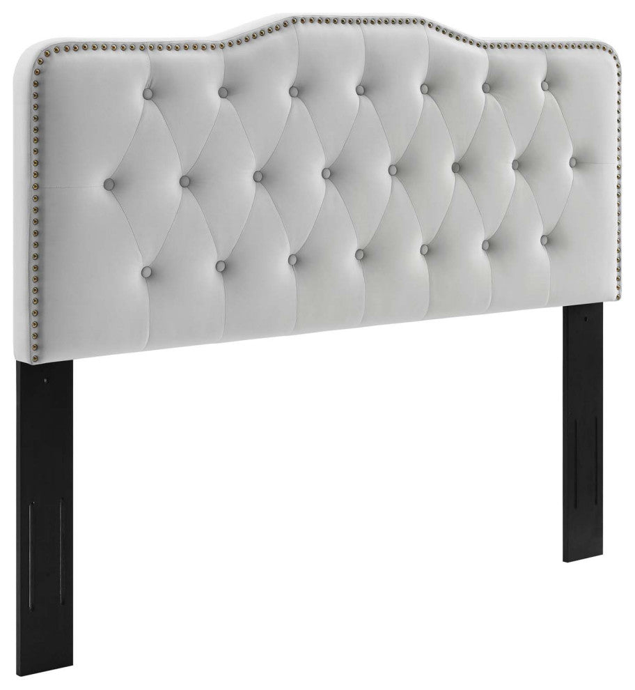 Sophia Tufted Performance Velvet Twin Headboard Light Gray