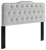 Sophia Tufted Performance Velvet Twin Headboard Light Gray