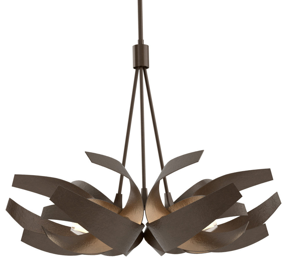 Corona Pendant, Bronze, Clear Glass with Frosted Diffuser, Standard Height