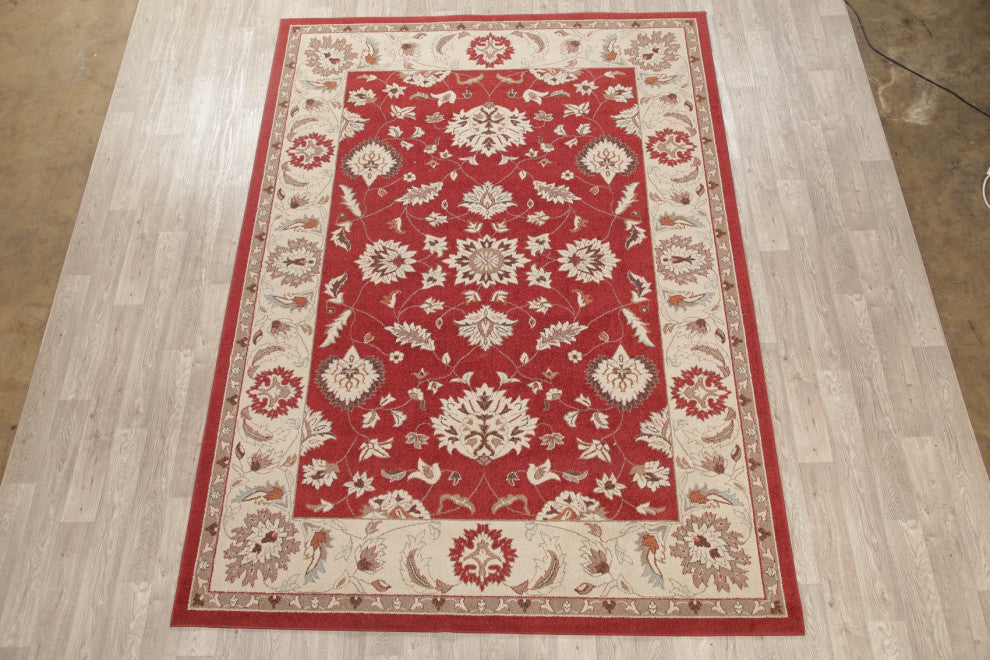 Oushak Oriental Synthetic Traditional Carpet Turkish Area Rug, Red, 10'6"x7'10