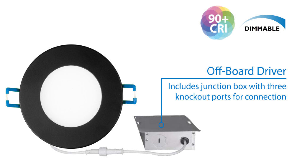 DLE3 Series 3" Round Downlight, Black, 5000k