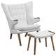Modern Walnut White Bear Lounge Chair and Ottoman