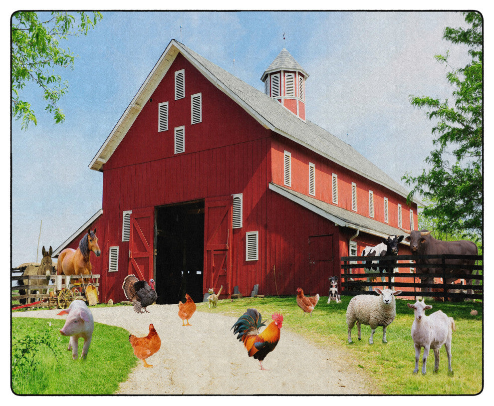 Flagship Carpets FA1004-58FS 10'6x13'2 Barn Animals Rug