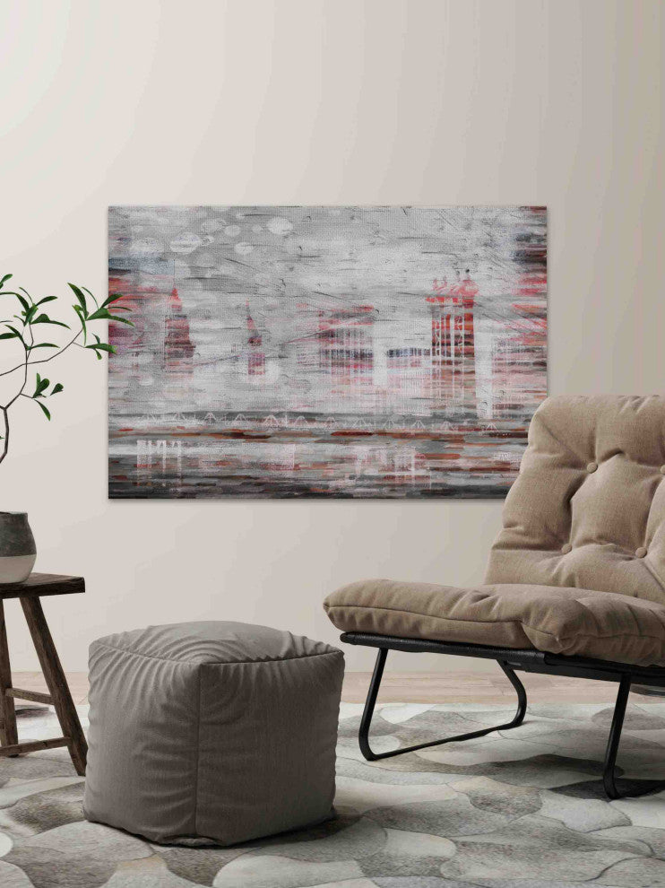 "NYC in Red" Print on Canvas, 36"x24"