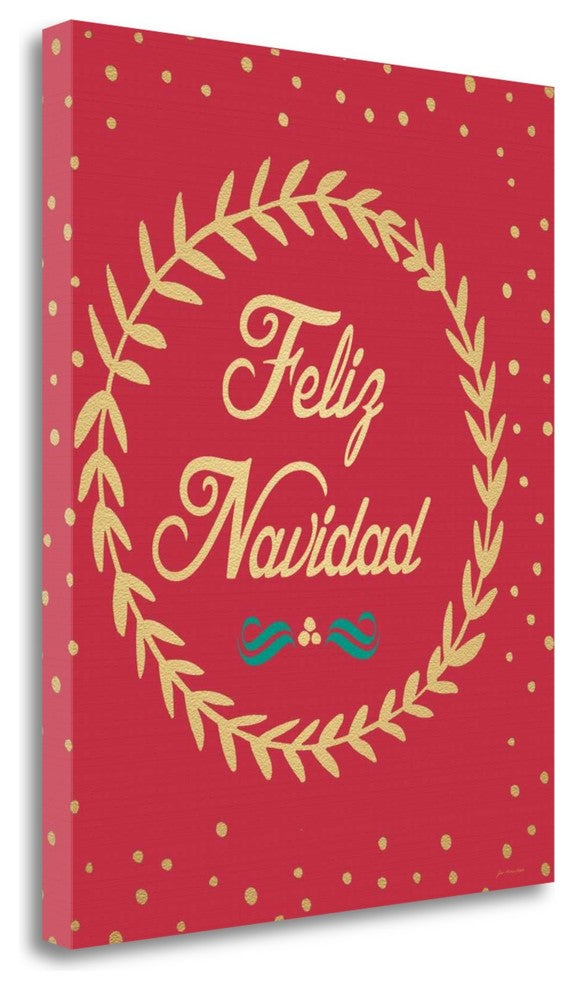 "Feliz Navidad Wreath" By Jo Moulton, Giclee Print on Gallery Wrap Canvas