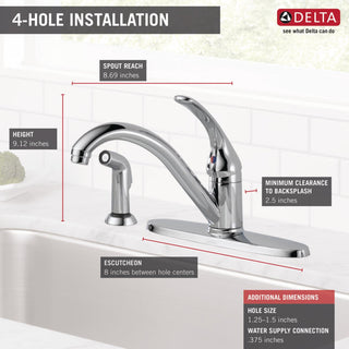 Delta 400-DST Classic Kitchen Faucet - Brilliance Stainless