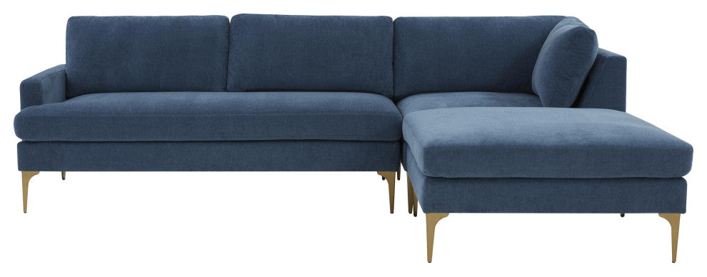 Serena Blue Velvet Right Arm Facing Chaise Sectional