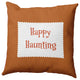 Happy Haunting Ticking Accent Pillow, Dark Red, 18"x18"