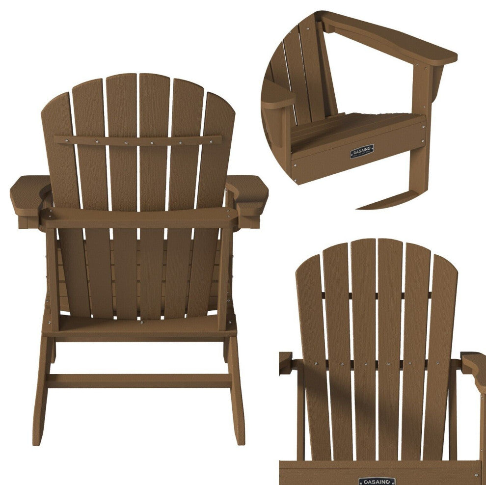 CASAINC Adirondack Chair PS Board 6 Back Panel Outdoor Widened Armrests Brown