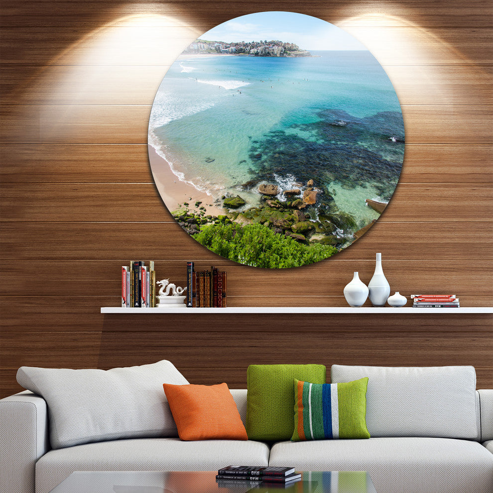 Expansive Sydney Bondi Beach, Seashore Disc Metal Wall Art, 23"