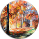 Fall Trail In Forest, Landscape Disc Metal Artwork, 38"