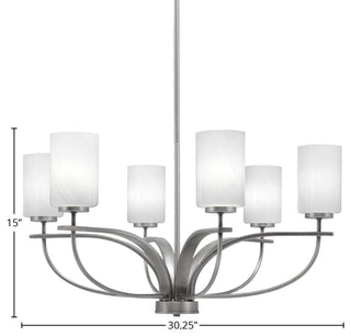 Cavella 6-Light Chandelier, Graphite, 4" White Marble Glass