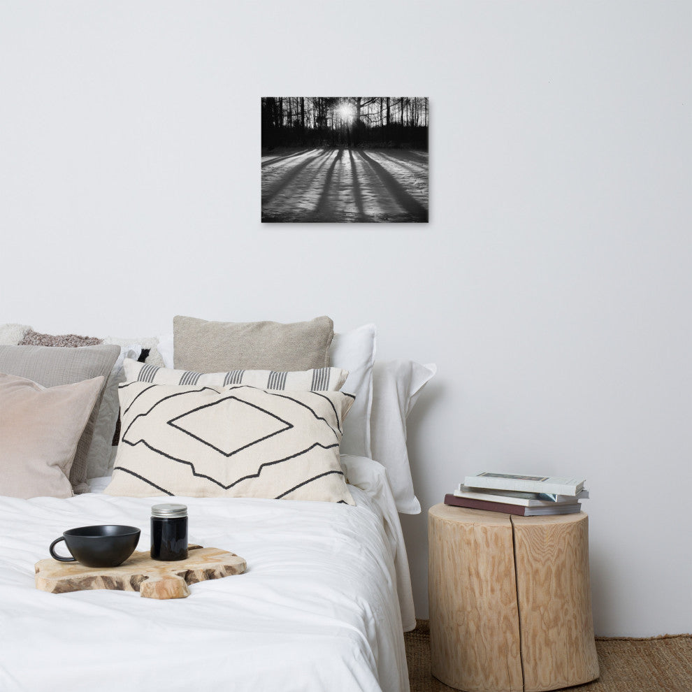 Primitive Wall Decor: Black & White Canvas Photo Print Winter Shadows, 18" X 24"