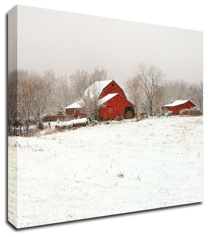 Union Co. Barn & Snow by David Hammond, Print on Canvas, 18" x 14"
