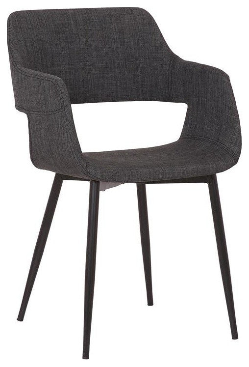 Ariana Mid-Century Open Back Dining Accent Chair, Charcoal