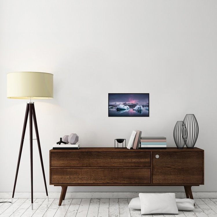 "The Glacier Lagoon" Framed Canvas Giclee by Andreas Wonisch, 23x13"