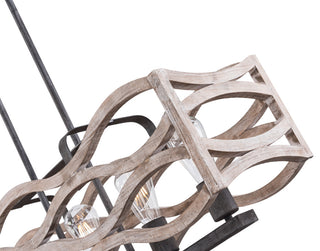 Coastal 5-Light Distressed Wood Chandelier Kitchen Island Pendant Light, Distressed