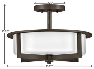 Hinkley 15.25" Baxley Semi-Flush Ceiling Light - Black Oxide + Cased Opal