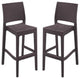 Home Square 30" Resin Wickerlook Patio Bar Stool in Brown - Set of 2