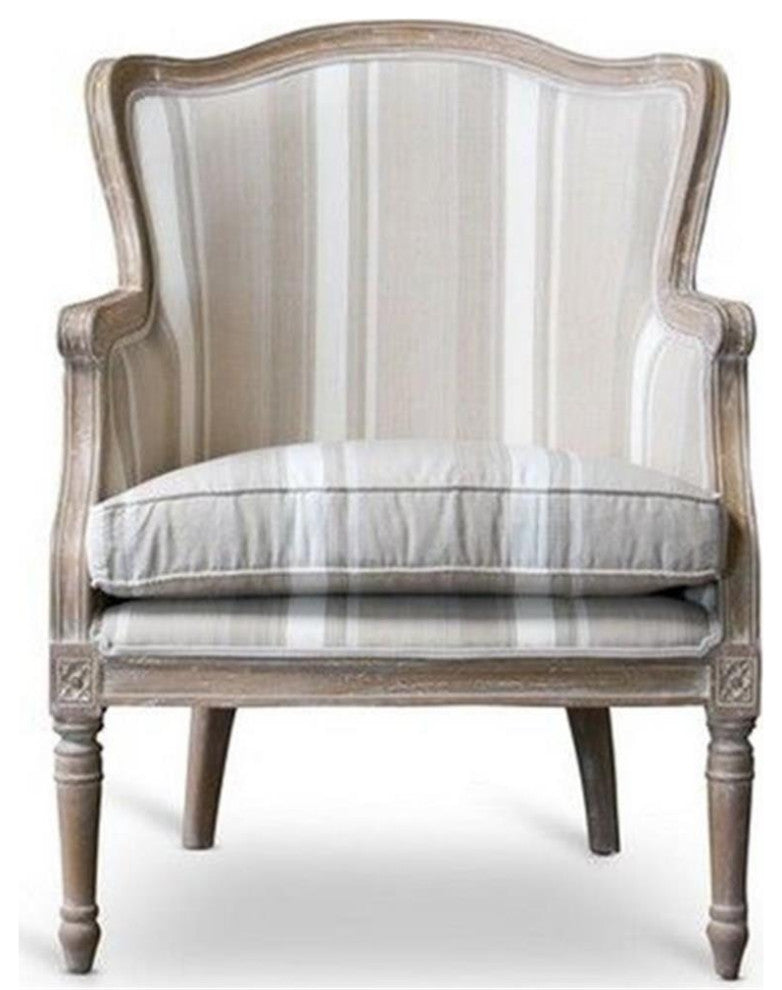 Baxton Studio Charlemagne Accent Chair in Brown and Beige