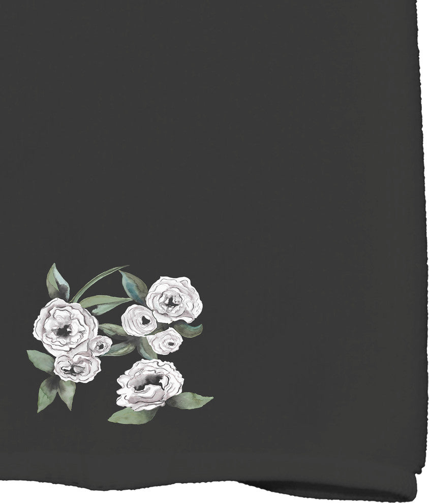 Radiant Rose 18"x30" Black Floral Print Hand Towel
